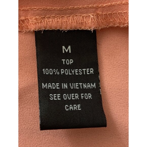 AGB Womens Peach Cowl Neck Layered Flutter Sleeve Blouse Size Medium - Picture 7 of 8